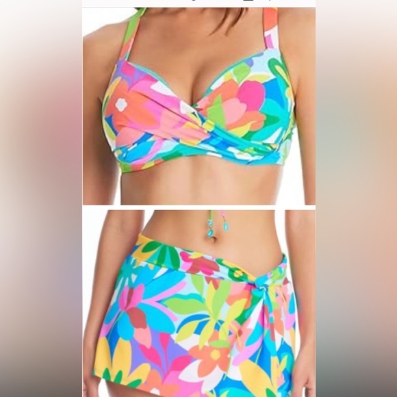 Bleu Rod Beattie Life of The Party Bikini Top + Away We Go Side-Drape Swim Skirt - Picture 1 of 6